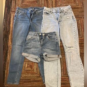 Set Of 3 Old Navy H&M Jeans Pants Shorts Blue Denim Size 4